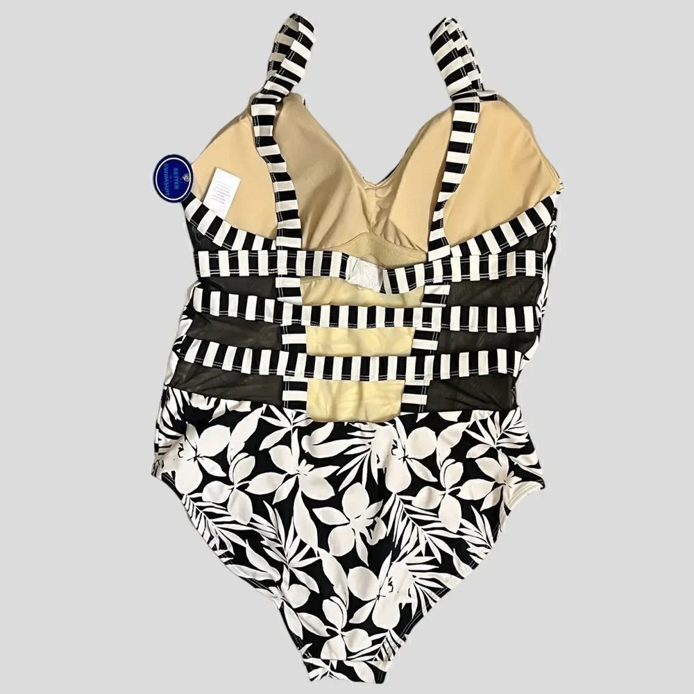 Swimsuits For All Plus Size One Piece Swimsuit With Back Detail, Size 16